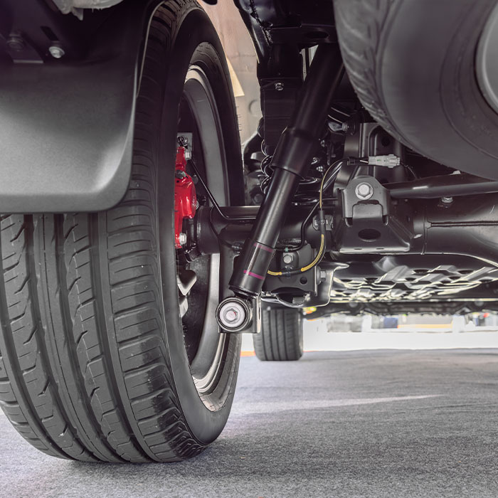 SUV car suspension and rear drive shaft