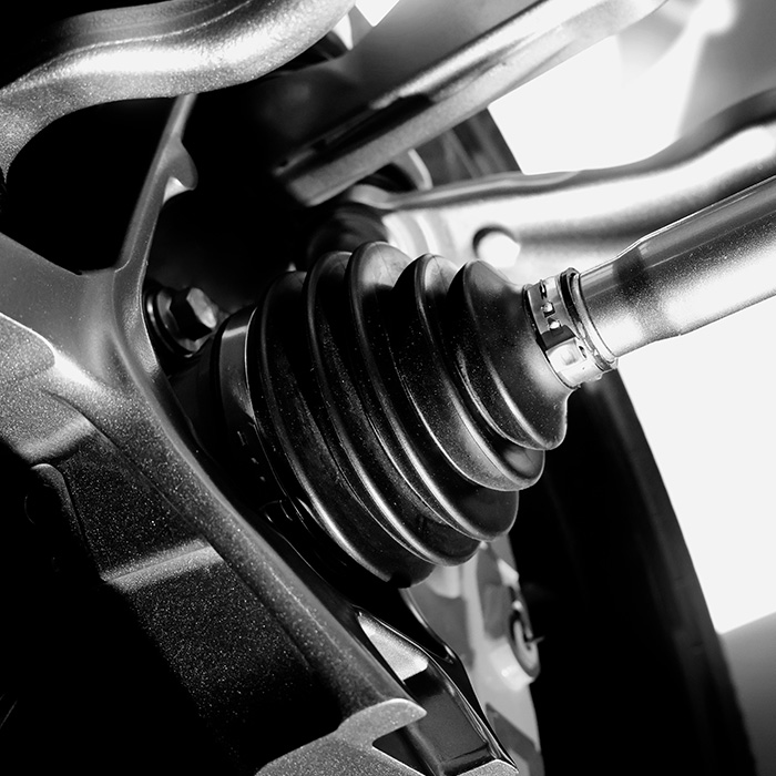 Close up of a car suspension parts system such as CV joint